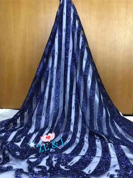 

5 yards Glue glitter sequins lace French mesh African tulle lace Nigeria lace fabric suitable for dress skirt party apparel fabr