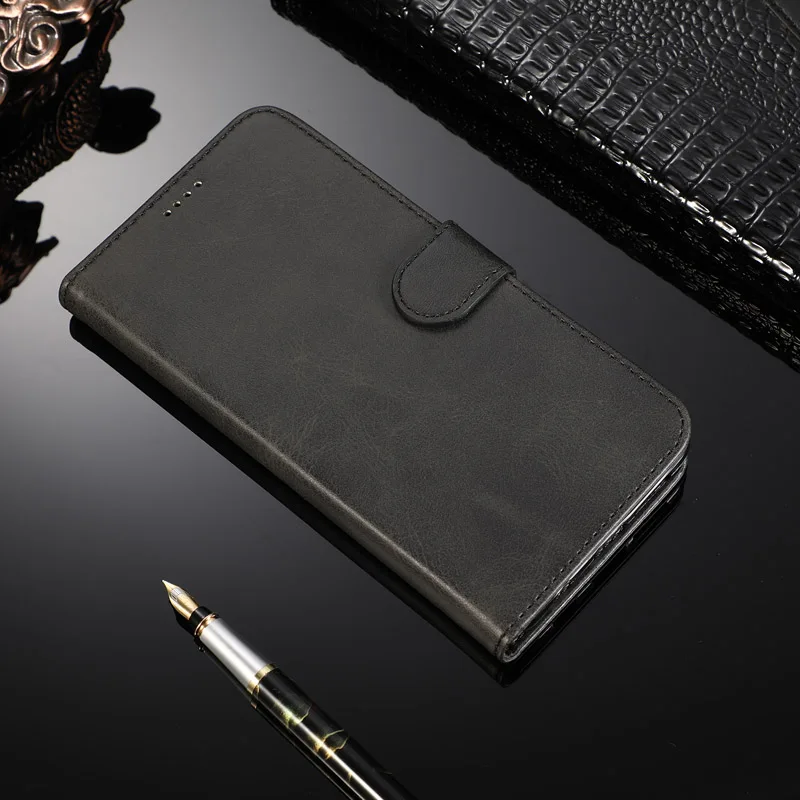 Роскошный кожаный чехол-книжка с держателем карт для samsung A70 A50 A60 A40, чехол из ТПУ для Galaxy A30 A20 A20e M10 M20 M30 Fundas - Цвет: Черный
