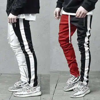 

Hot Selling High Street Men's Casual Patched Athletic Pants Hiphop Slim Fit Pants