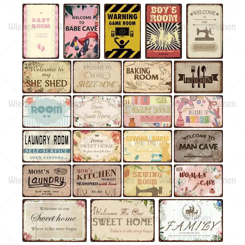 

Laundry Room Kitchen Metal Tin Sign Decorative Art Poster Cute Text Wall Plaque Interior Decoration Baby Room Painting Sticker