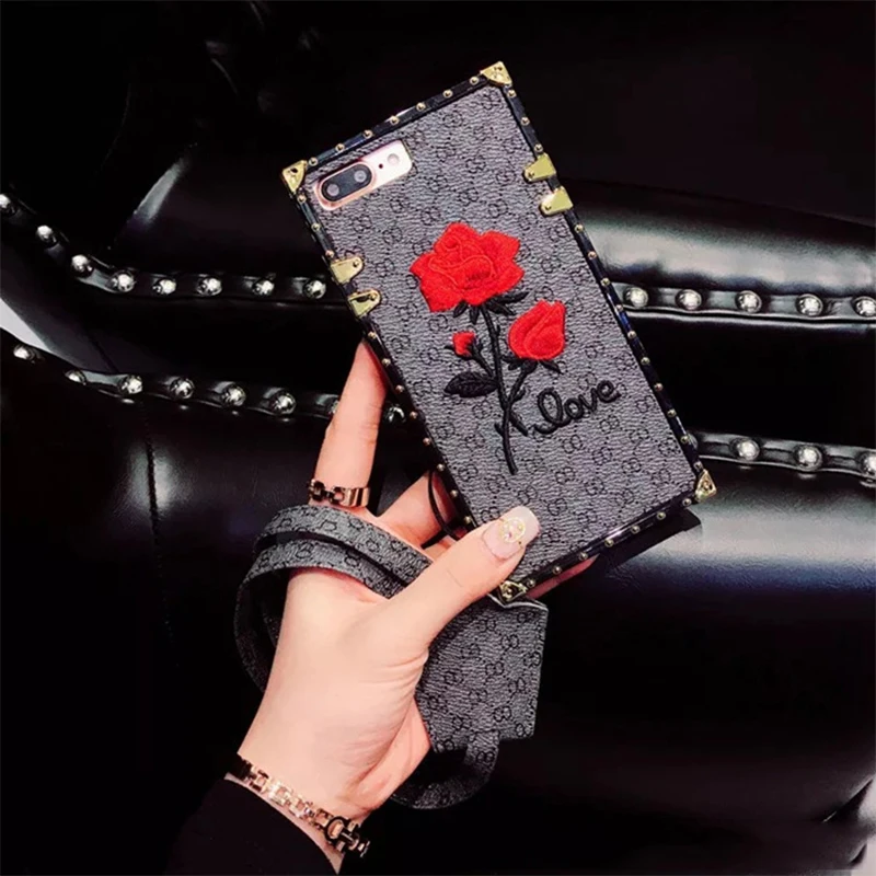 Trendy Embroidered Rose Phone Case Cover For iPhone 11 Pro 7Plus 7 6 6S 8 Plus X XS Max |