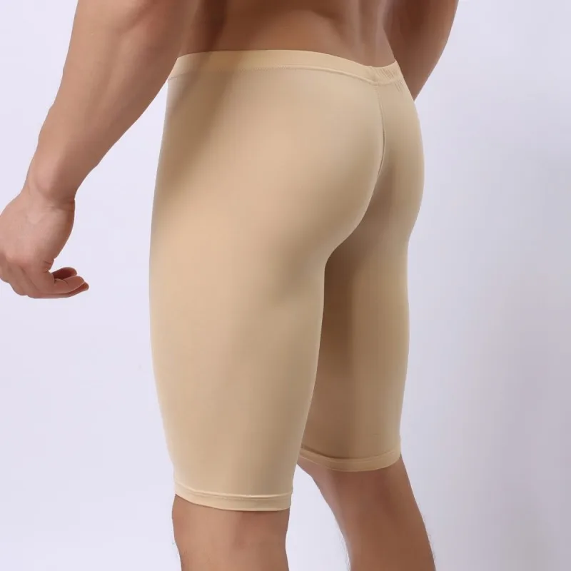 

Men's Pajamas Ultra-thin Seamless Ice Silk Bugle Pouch Bottom Body Sculpting Leggings Sexy Gay See Through Nightie Sleepwear
