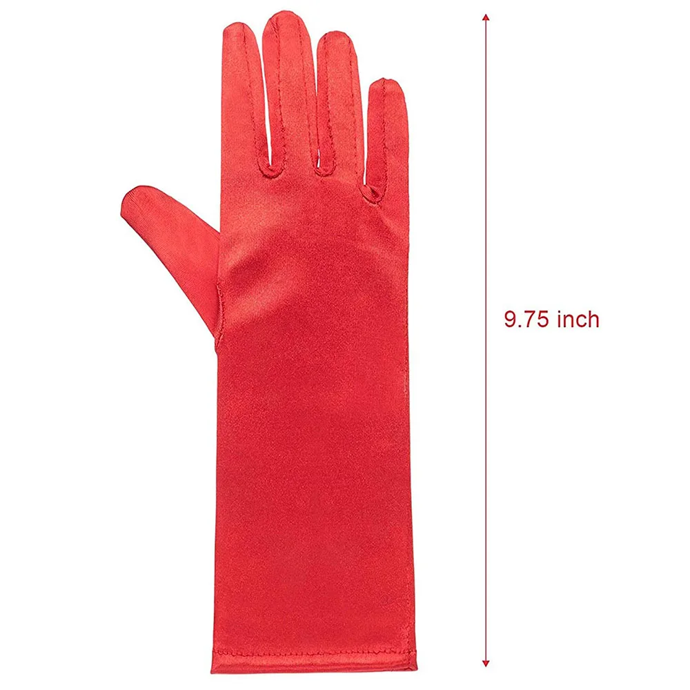 3-10Y Girls Satin Gloves Snow Queen Glove  Princess Costume for Kids Party, Wedding, Formal Pageant Birthday Party 3