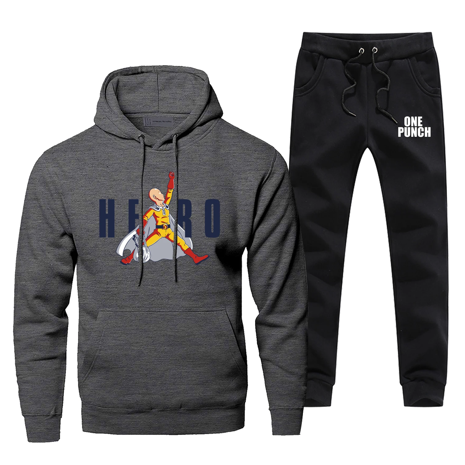 

One Punch Man Hoodie Pants Set Men Sweatshirt Male Hoodies Sweatshirts Mens Sets Two Piece Pant Pullover Hoody Japan Anime Coat