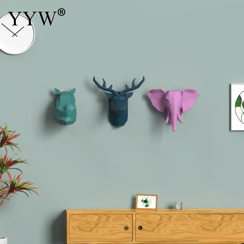 Креативные 3D крючки для стены украшения животных дверные крючки декоративные крючки для одежды пластиковые крючки олень носорог слон домашний декор