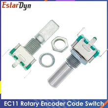 10 pces 20 posição 360 graus codificador rotativo ec11 w botão 5pin punho longo 20mm com um interruptor de botão de pressão embutido