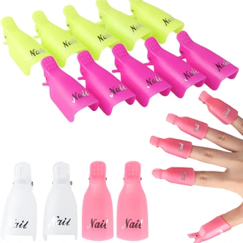 

10Pcs Nail Art Soak Off Cap Clip UV Gel Polish Degreaser Removal Pink Finger Wraps Plastic Cleaner Manicure Remover Tool LYND136