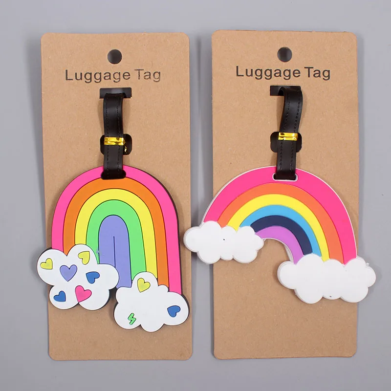 Travel Accessories Creative Luggage Tag Cute Rainbow Silica Gel Suitcase ID Addres Holder Baggage Boarding Tags Portable Label