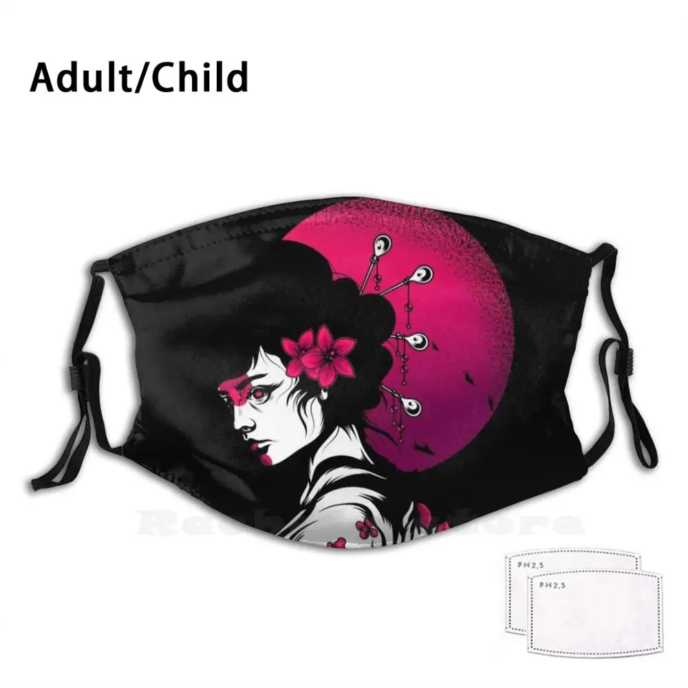 Geisha Japanese Girl Print Washable Filter Anti Dust Mouth Mask With Kimono Tradition | Аксессуары для одежды