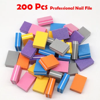 

200Pcs Random Color Nail File Buffer Sponge Nail Polishing Blocks Colorful Small Portable Files lima Nail Polisher Manicure Tool