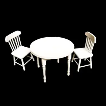 

1:12 Mini Dollhouse Miniature Wood Dining Table Chair Set Kitchen Living Room