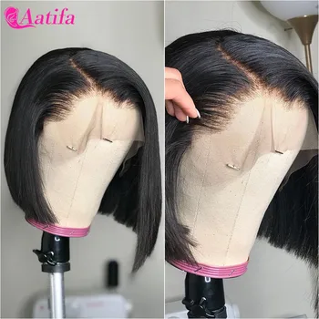 

Straight Short Bob Wigs 13x4 Lace Front Wig Indian100% Remy Human Hair Wigs For Black Women Pre Plucked Baby Hair Aatifa Hair