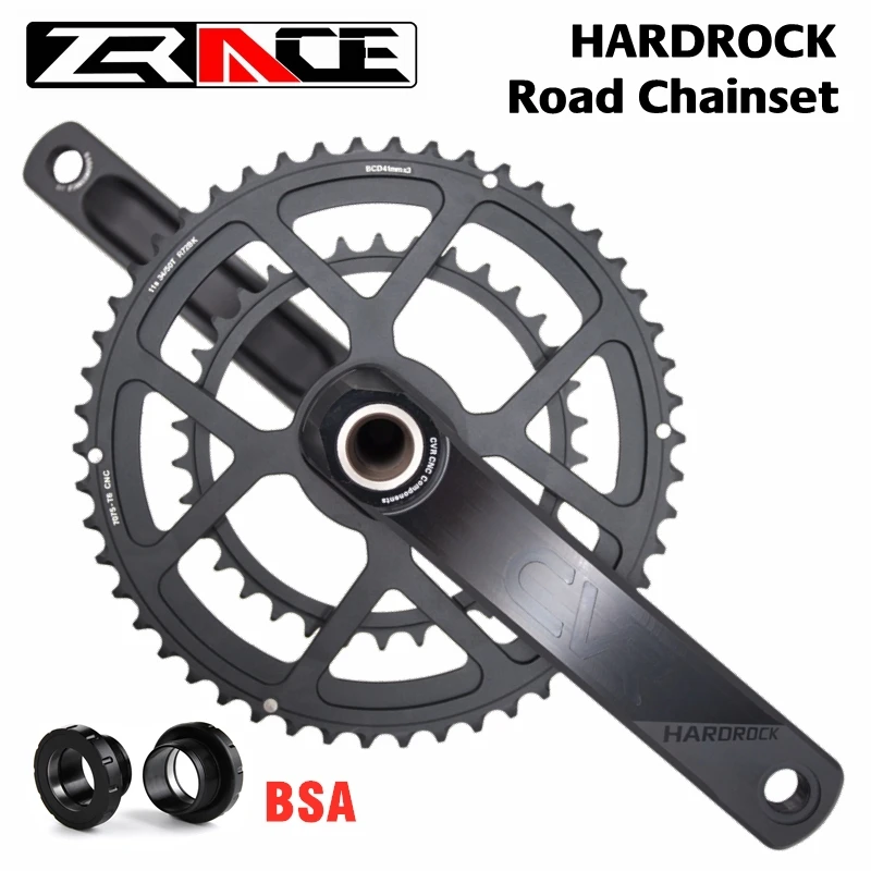 ZRACE HARDROCK 2x10/11 Скорость Road Chainset зубчатое колесо цепной передачи протектор для кривошипа 3D CNC 50/34T 170 мм/172,5 мм/175 мм велосипедная Звездочка+ BSA