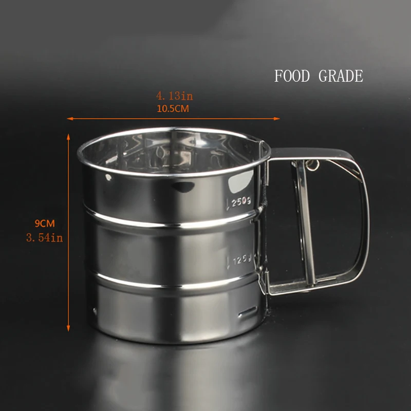 Stainless Steel Sifter Cup Flour Sieve Mesh Powder Handheld Cup Mesg Powder Cakes Set Confectionery Tools Bakery Accessories