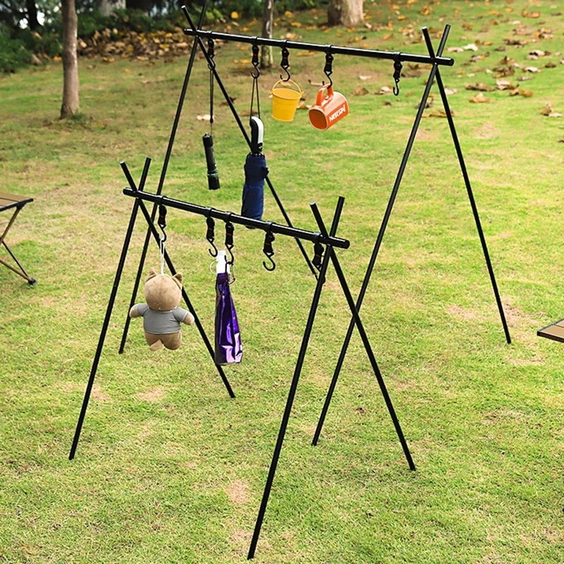 

Lightweight outdoor Folding Camping Shelf Aluminum Alloy Clothes Storage Hanger Cookware Eequipment Hanging Rack Triangle Rack