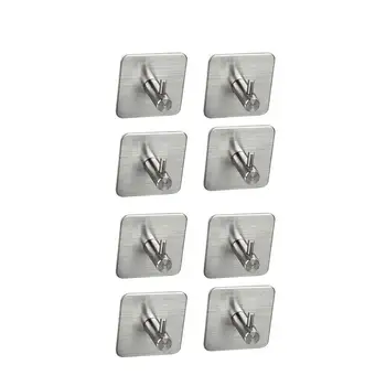 

OUNONA 8PCS Wall Hooks Bathroom Towel Hook Adhesive Stick Wall Hanger Key Coat Hat Towel Hanger for Home Hotel