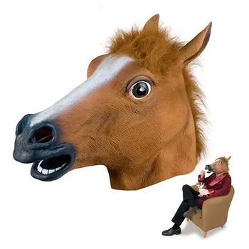

Halloween Mask Ball Cosplay Latex Horse Head Mask Animal Head Set Horse Mask Dog Horse Jun Horse Mask