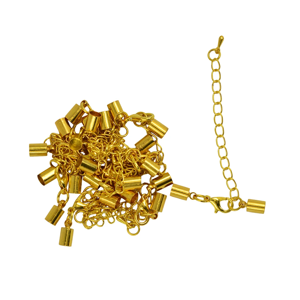 12 Set Necklace Bracelet Jewelry Finding Tube End Extender Chain Lobster Clasp