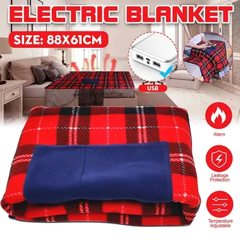 

88x61cm Electric Heating Blanket Safety 5V USB Portable Winter Warming Heated Carpet 7W for Car Home Office Removable Washing