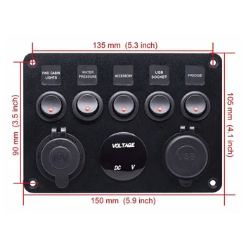 

Waterproof Toggle Switch Panel Red LED Voltmeter Replacement Accessories
