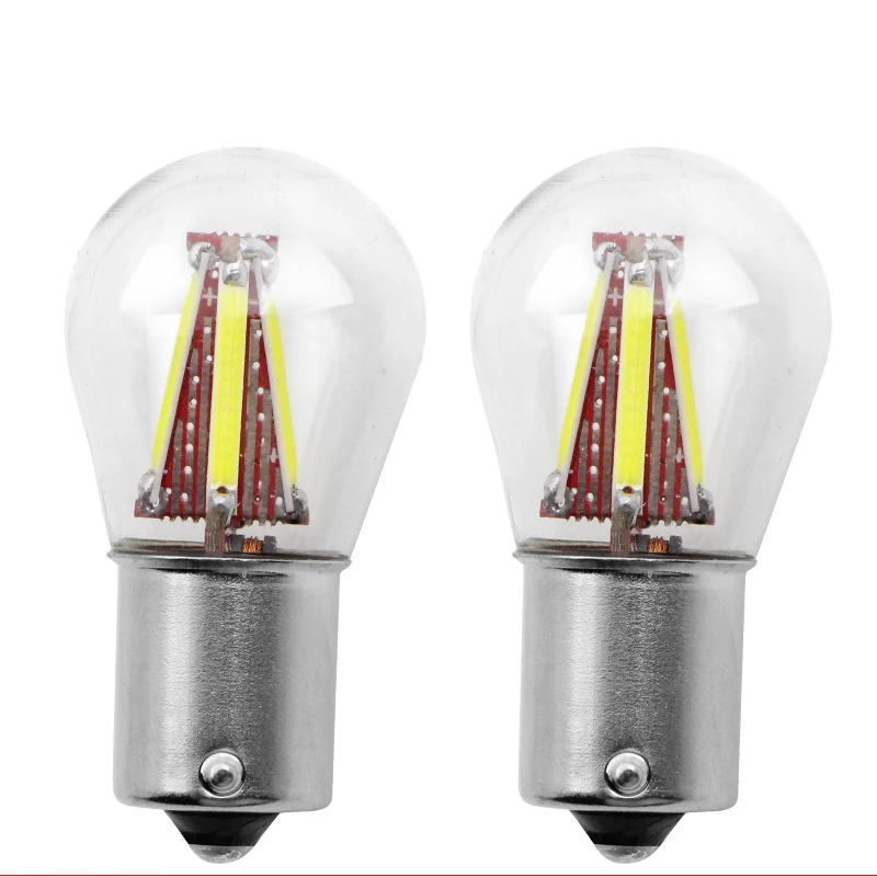 1 шт. BA15S P21W Светодиодные лампы bay15d автомобильные лампы 1156 1157 P21/5 W COB S25 тормозной Фары заднего хода поворотов парковки авто лампа белый цвет красный, желтый - Цвет: white