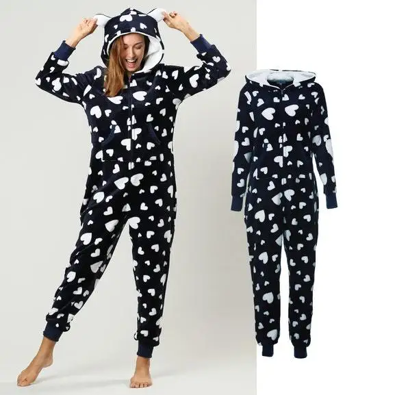 

Women Flannel Keep Warm Onesies Jumpsuit Pajama Winter Autumn New Nightwear Casual Comfortable Soft Sleepwear Hooded Homewear