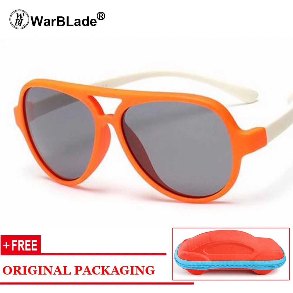 orange white WarBLade гибкие очки Детские поляризованные винтажные TR90 солнечные очки для мальчиков птички Мягкие силиконовые детские очки Наружные защитные очки - Цвет линз: orange white