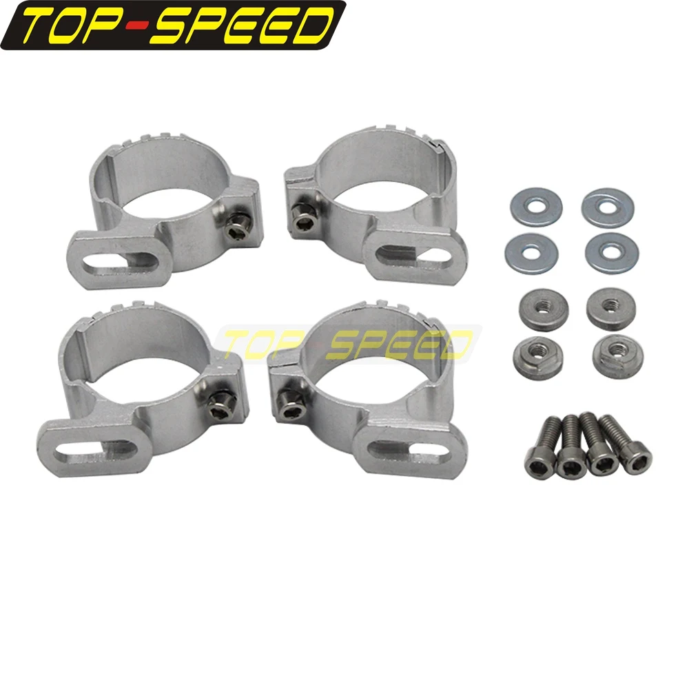 4x Front Fork Mount Clamps 35-55mm Windshield Fairing Bracket Hardware Support For Harley Dyna Street Bob Low Rider S Wide Glide