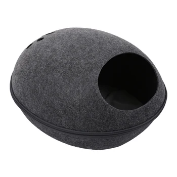 

Detachable Cat Bed Cat House Natural Felt Cat Cave Zipper Mouth Diameter 22/26CM Kittens Cave With Cushion Cats Pet Accessories