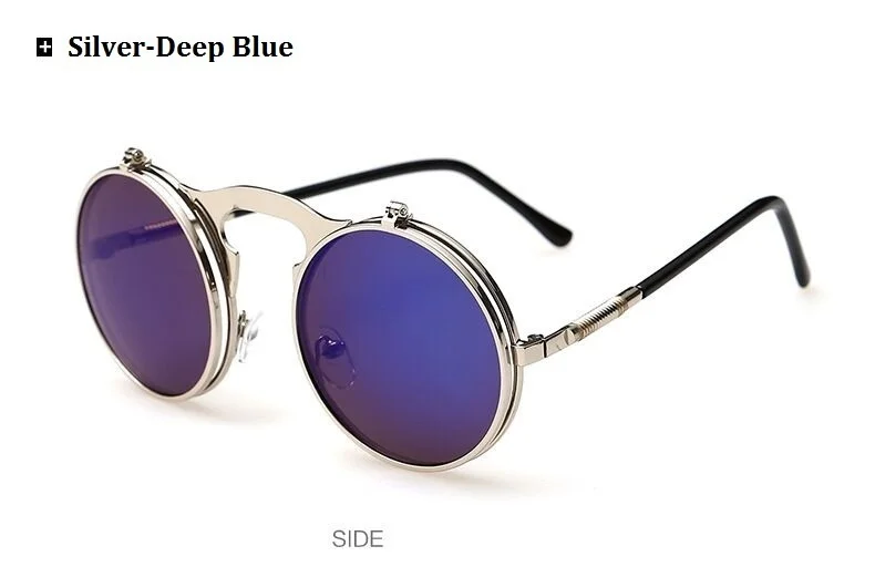 ray ban sunglasses women Retro Flip Round Sunglasses Men Women Metal Steampunk Style Sun Glasses Male Female Double Circular Clear Lens Eyeglasses fashion sunglasses