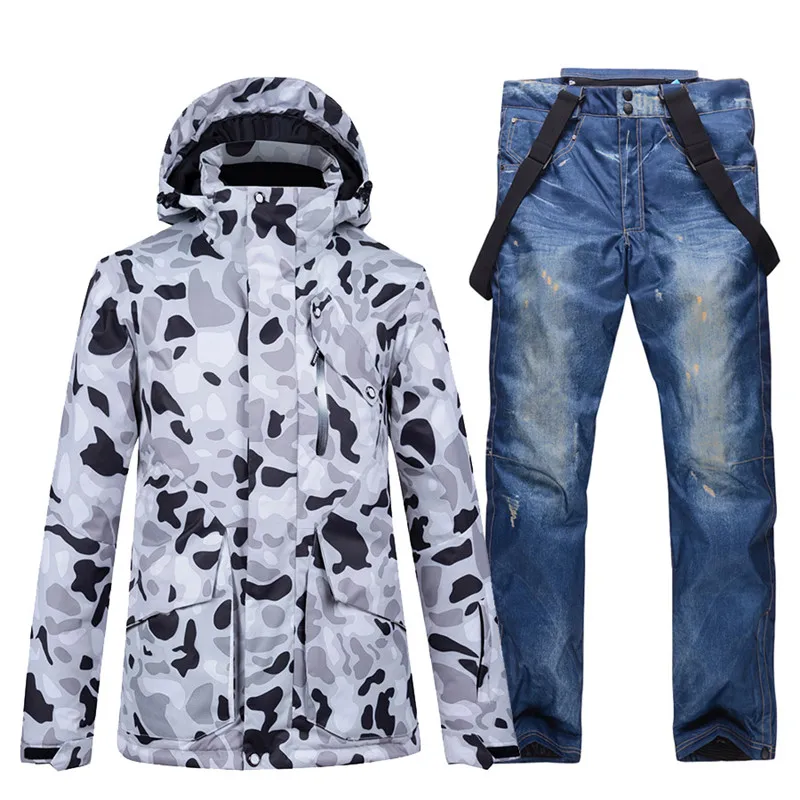 Fashion black colorful Women Snow Wear Snowboarding suit sets Waterproof Windproof Winter costume Ski Jacket and strap Snow pant - Цвет: picture jacket pant