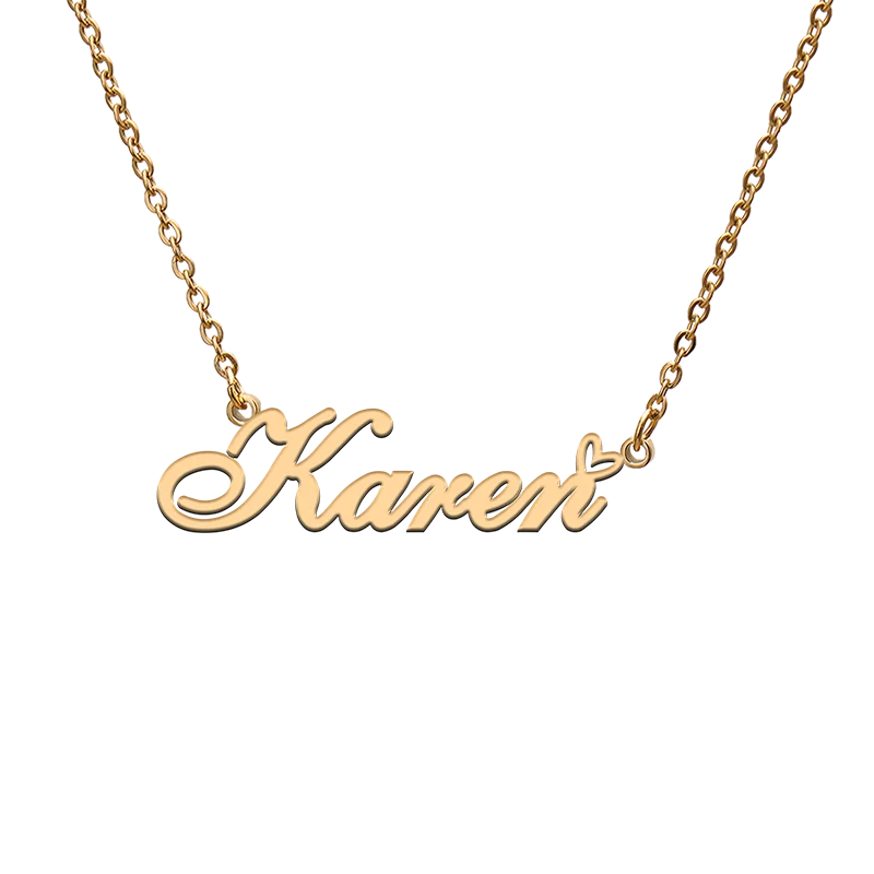 God With Love Heart Personalized Character Necklace With Name Karen For