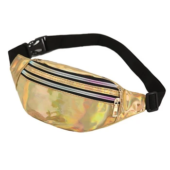 

1 PC Laser Chest Waist Bag Glitter Solid Color Hip Hop Fashion Handsome Chest Pockets For Women Men Travel Waist Packs Dropship