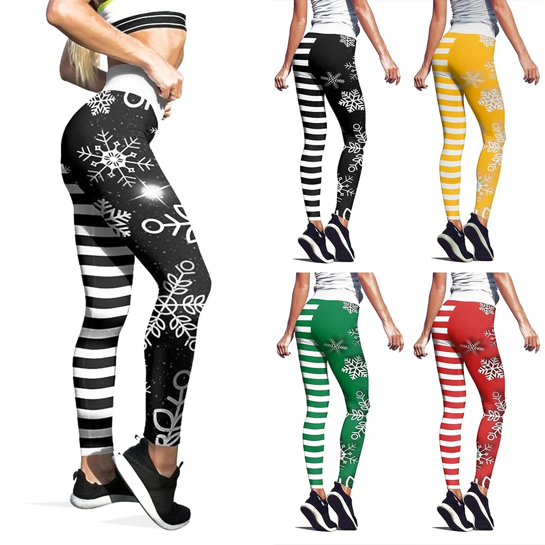 

Christmas Leggings Women's Leggings Snowflake Digital Printing Slim Fit High Waist Yoga Ninth Pants