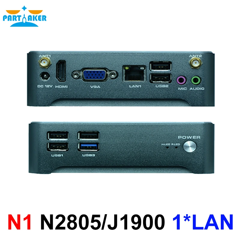 Причастником N1 Мини ПК Windows 10 Безвентиляторный Компьютер Intel J1900 N2805 i5 4210Y Nano Nuc Мини компьютер двойной Lan HDMI VGA VESA