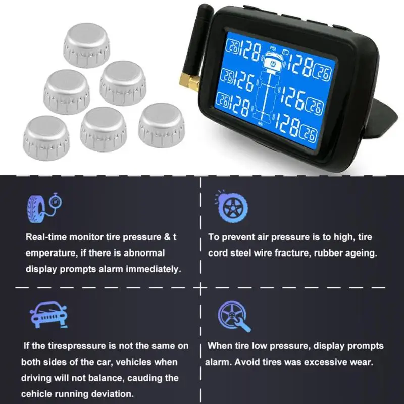 U901T Грузовик Автобус TPMS шины беспроводной контроль давления Сигнализация с 6 беспроводными внешними датчиками