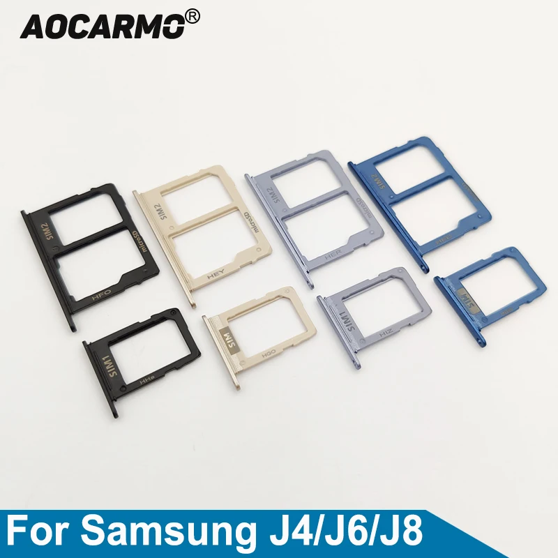 Лоток для карты MicroSD Aocarmo + держатель слота Sim-карты Samsung GALAXY J4 J6 J8 J400G J600G J800G SIM1 SIM2 |