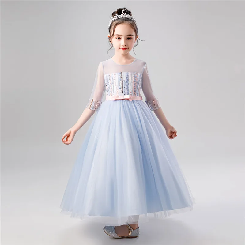 Girls formal dress Floral Kids Girls Princess Bridesmaid Pageant Gown Birthday Party Wedding Dress vestido robe fille #4O29 (12)