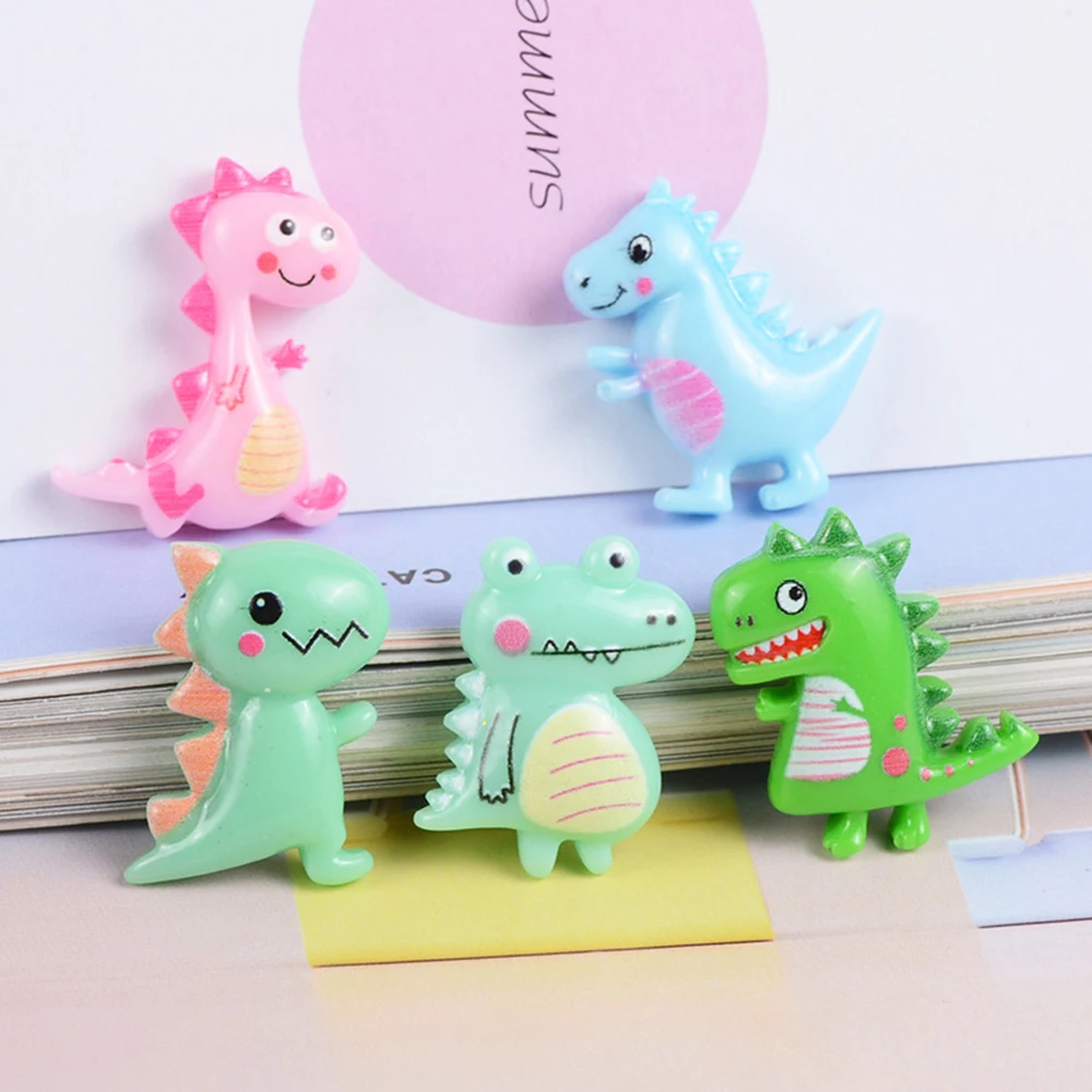 5 Pcs Resin Cute Cartoon Dinosaur Slime Clay Charm Filling Accessories Kids Toy Hair Accessories Handmade DIY Accessories