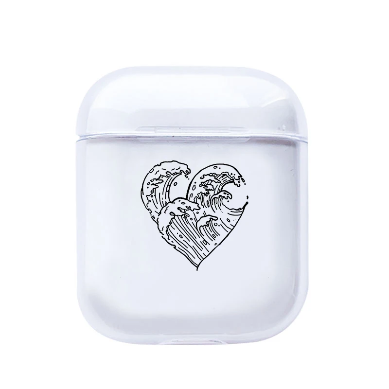 Airpods 1 2 Чехол с изображением большой морской волны чистый мягкий чехол для Bluetooth беспроводной чехол для наушников чехол для зарядки сумки - Цвет: I201496