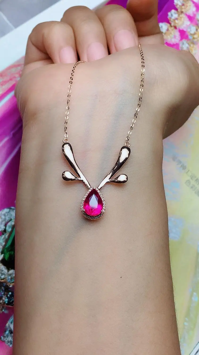 

Fine Jewelry High Chic 100% Natural Blue Tourmaline Gemstone 2.2ct Pendant Vintage Torques Pendants Neckalces for Women