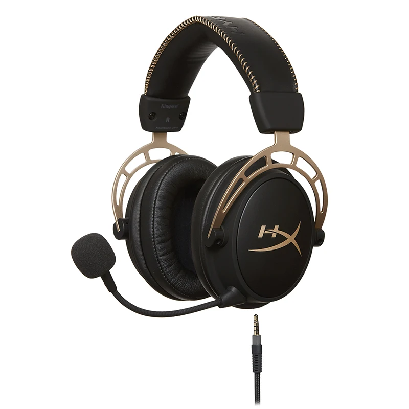 HyperX Cloud Alpha gold Gaming Headset Signature HyperX Comfort headphone and Durability And hi-fi sound effects