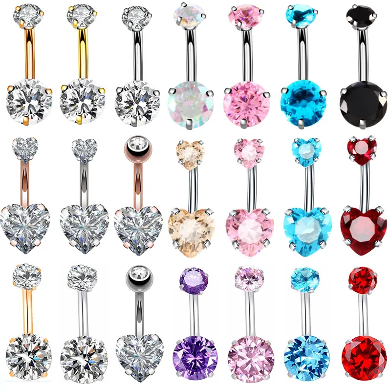 12PieceCrystalbellybuttonpiercingring14Gsurgicalsteelzircon
