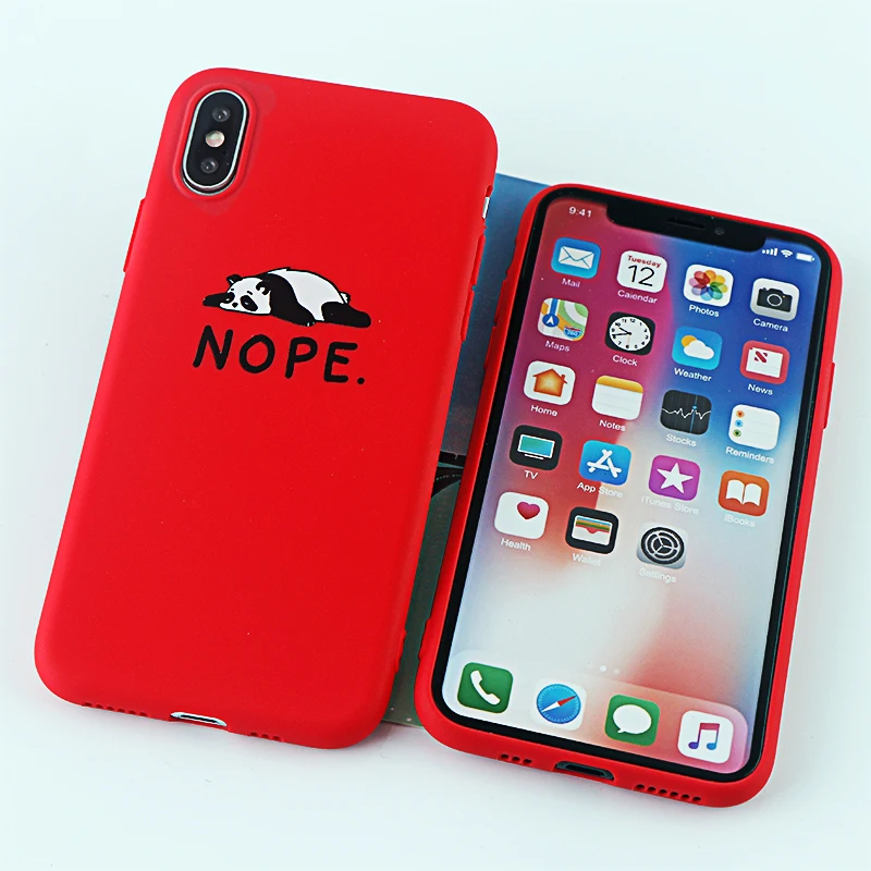 8632-red Забавные чехлы для телефонов с пандой для iPhone X XS MAX XR 8 7 6 s Plus, мягкие силиконовые облегающие накладки на заднюю панель - Цвет: 8632-red