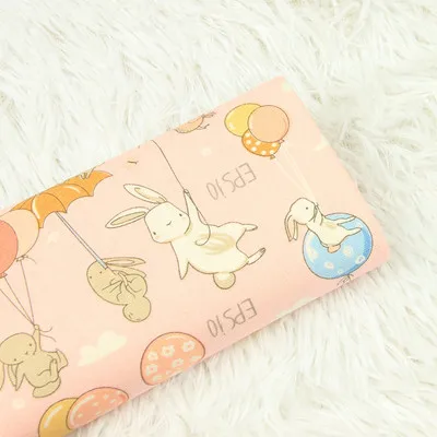 light pink Половина ярда Утолщаются хлопчатобумажные ткани с мультяшным милый маленький кролик печати ручной работы DIY швейное изделие для сумки швейная ткань хлопок T670 - Цвет: light pink
