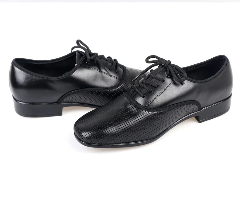 Дышащая Современная танцевальная обувь для мужчин, квадратный, для взрослых, для мужчин, лидер, для бальных танцев, джаз, Вальс Танго, сальса, черный Каблук 2,5
