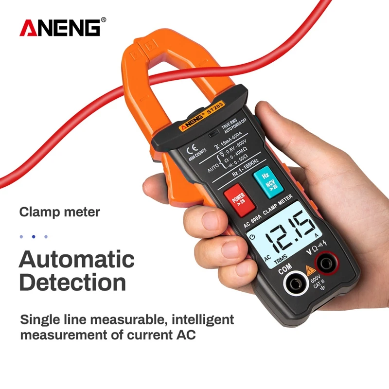 ANENG ST203 цифровой клещи мультиметр 4000 отсчетов True RMS мини Ампер DC/AC клещи вольтметр 400 В Автоматический диапазон