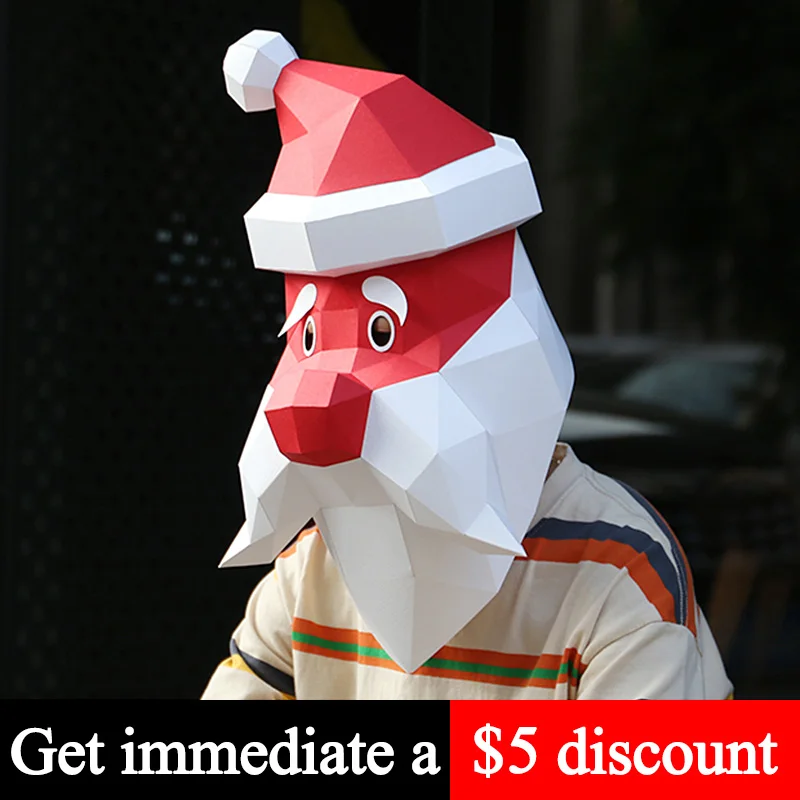 Картонная модель рождественской маски Санта-Клауса 3D картонные художественные