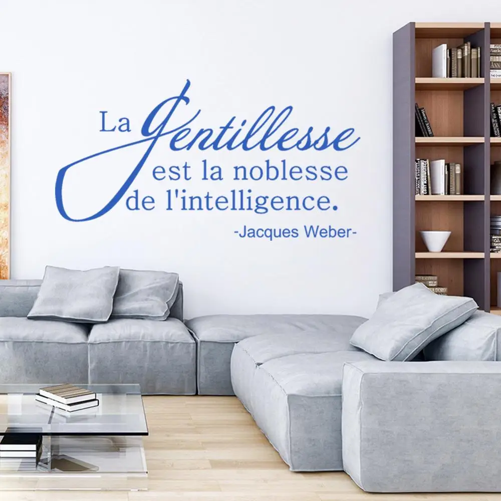 Stickers Citation La Gentillesse Est La Noblesse Vinyl Wall Decal Living Room Home Decor Poster Jacques Weber House Decoration - Цвет: blue