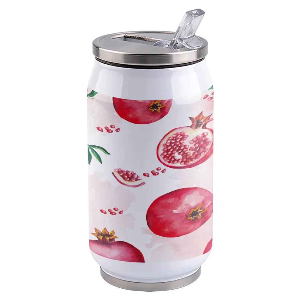 Summer Fruit Red Pomegranate Coke Bottle Stainless Steel Vacuum Cup with Straw Personalized Insulated Thermos Mugs | Дом и сад
